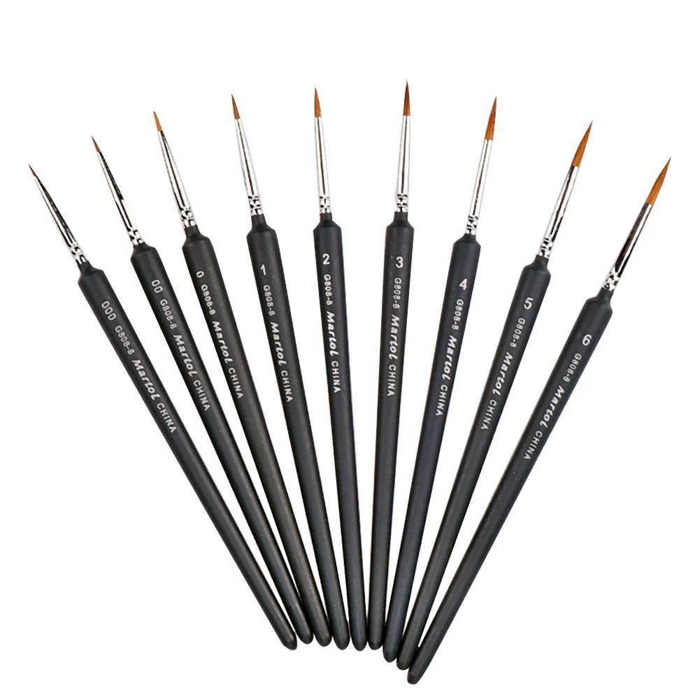 Professional acrylic detail paint brushes set with fine tips for precise lines, small details, and controlled acrylic painting