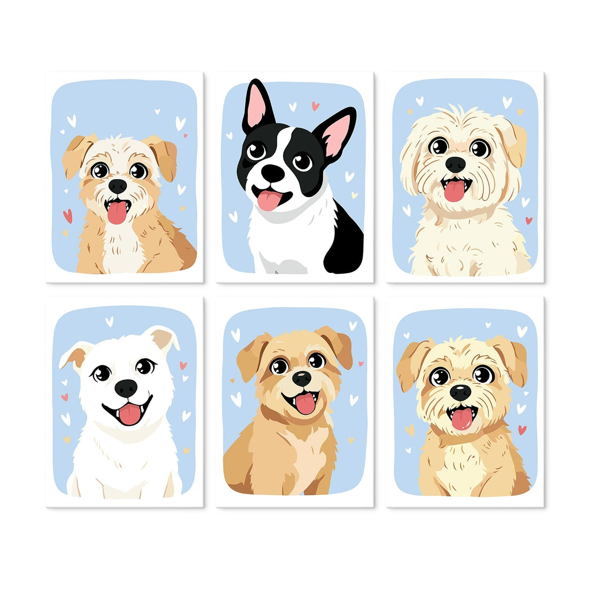 Puppy Love - Mini Paint by Numbers (6 Pieces) paint by numbers kit