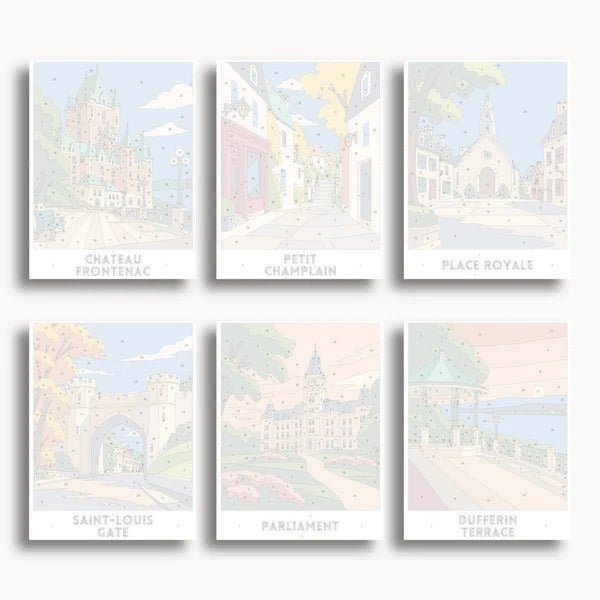 Quebec City Travel Posters - 6 Mini Kits paint by numbers kit