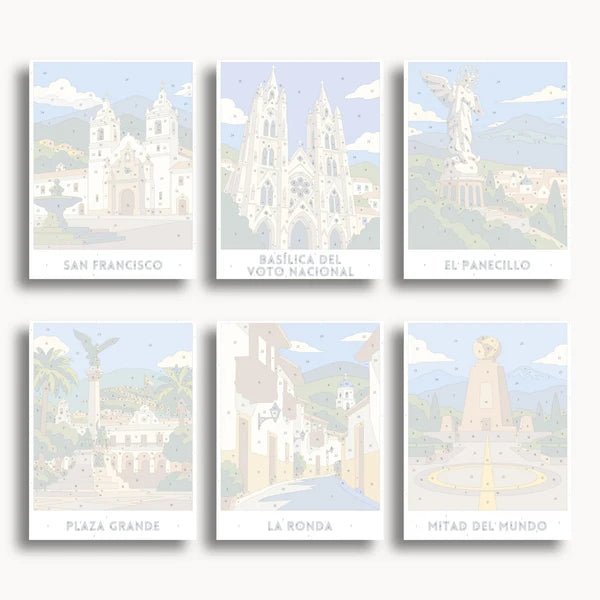 Quito Travel Posters - 6 Mini Kits paint by numbers kit