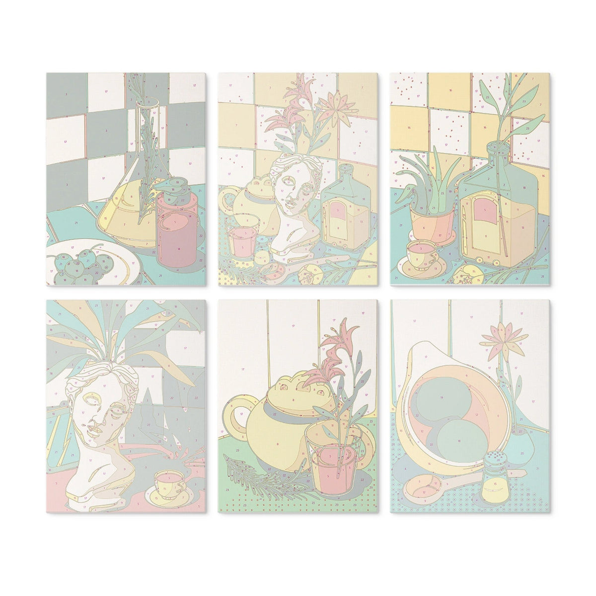 Retro Mediterranean Still Life - Mini Paint by Numbers (6 Pieces) paint by numbers kit