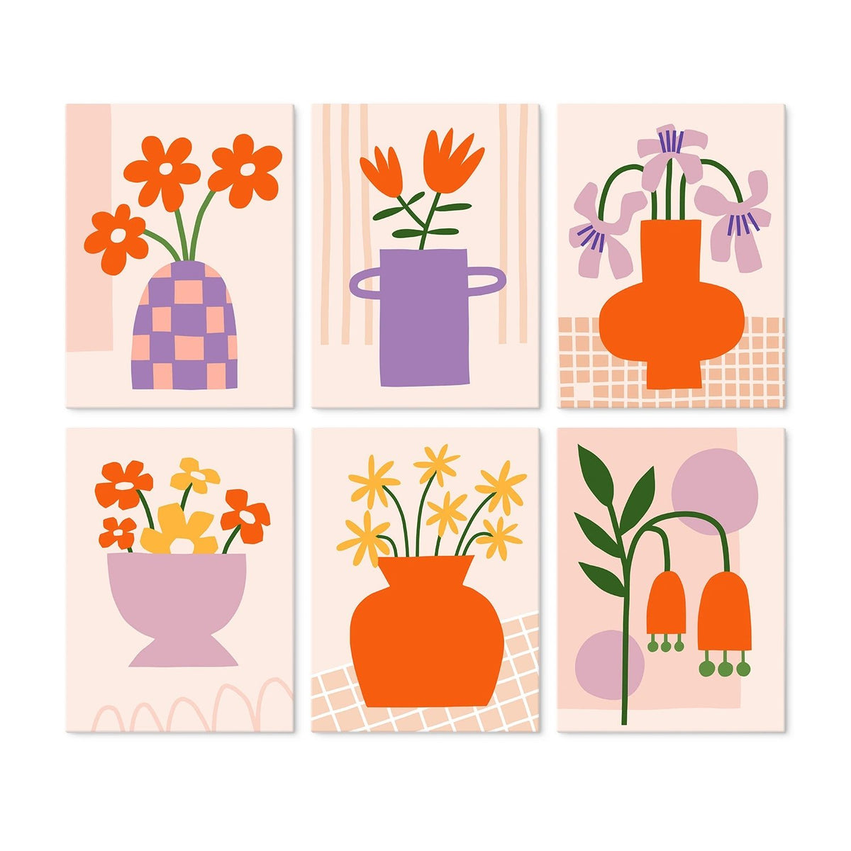 Retro Vase Blooms - Mini Paint by Numbers (6 Pieces) paint by numbers kit