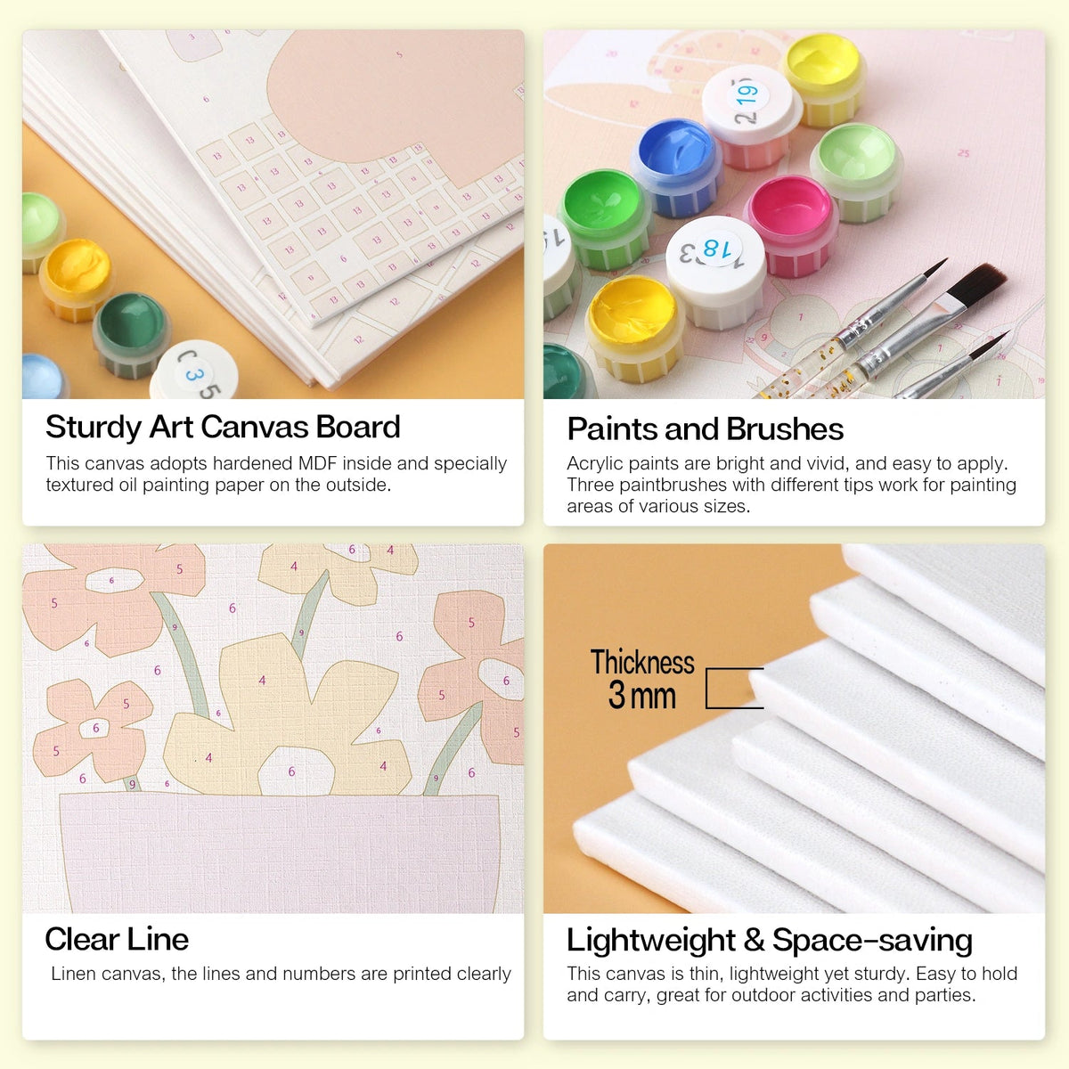 Retro Vase Blooms - Mini Paint by Numbers (6 Pieces) paint by numbers kit