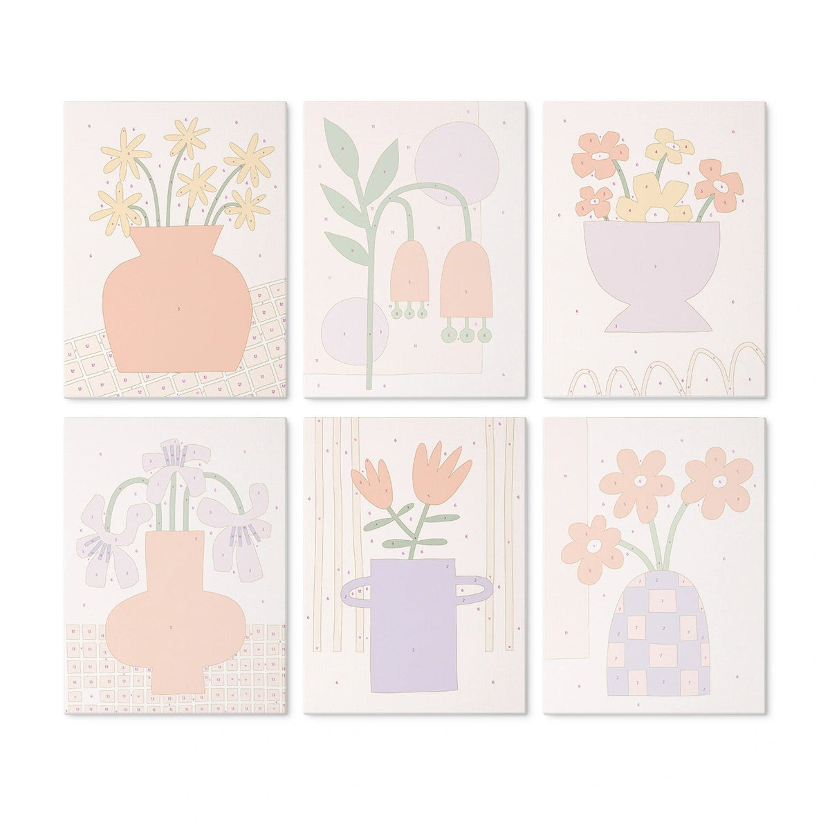 Retro Vase Blooms - Mini Paint by Numbers (6 Pieces) paint by numbers kit