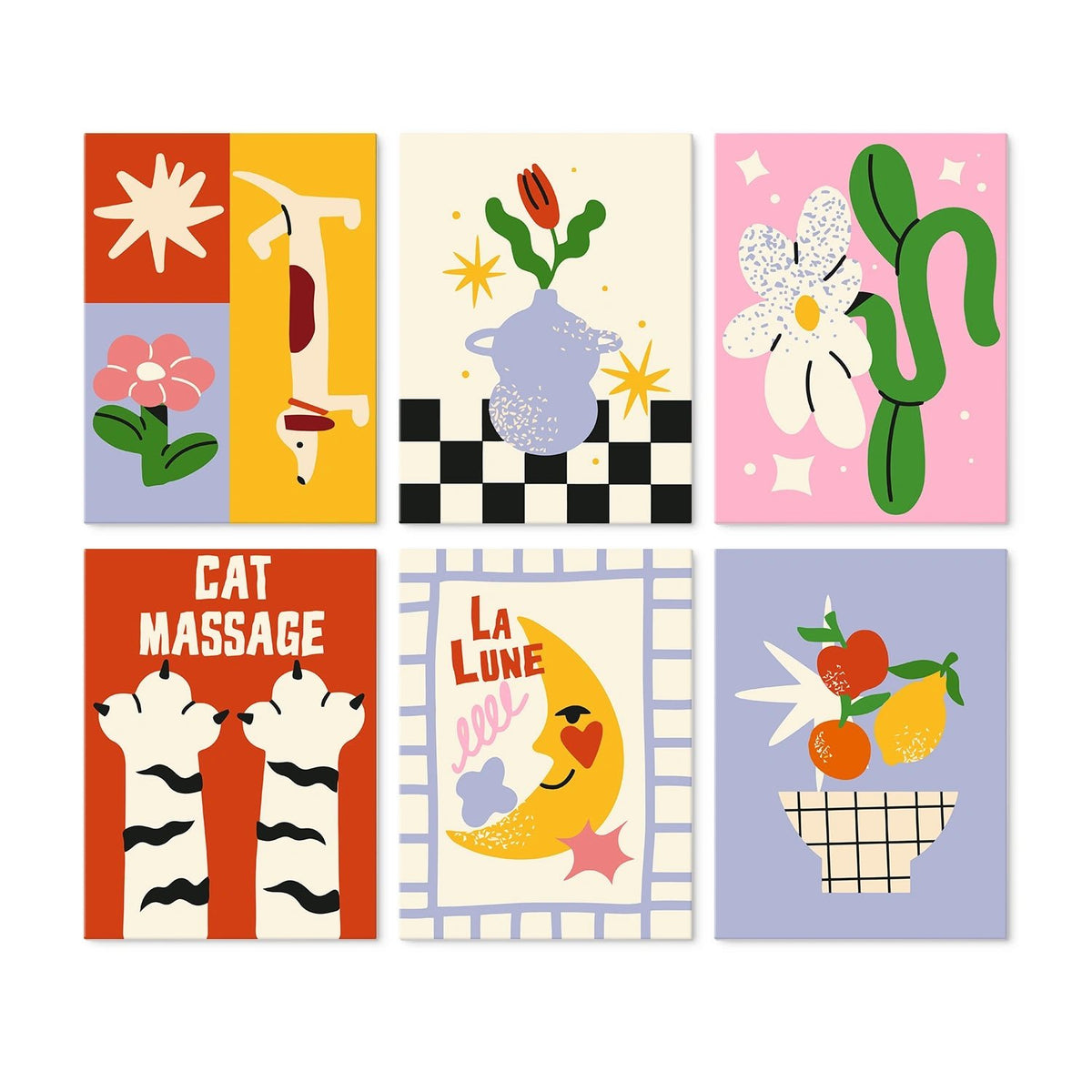 Retro Whimsy - Mini Paint by Numbers (6 Pieces) paint by numbers kit