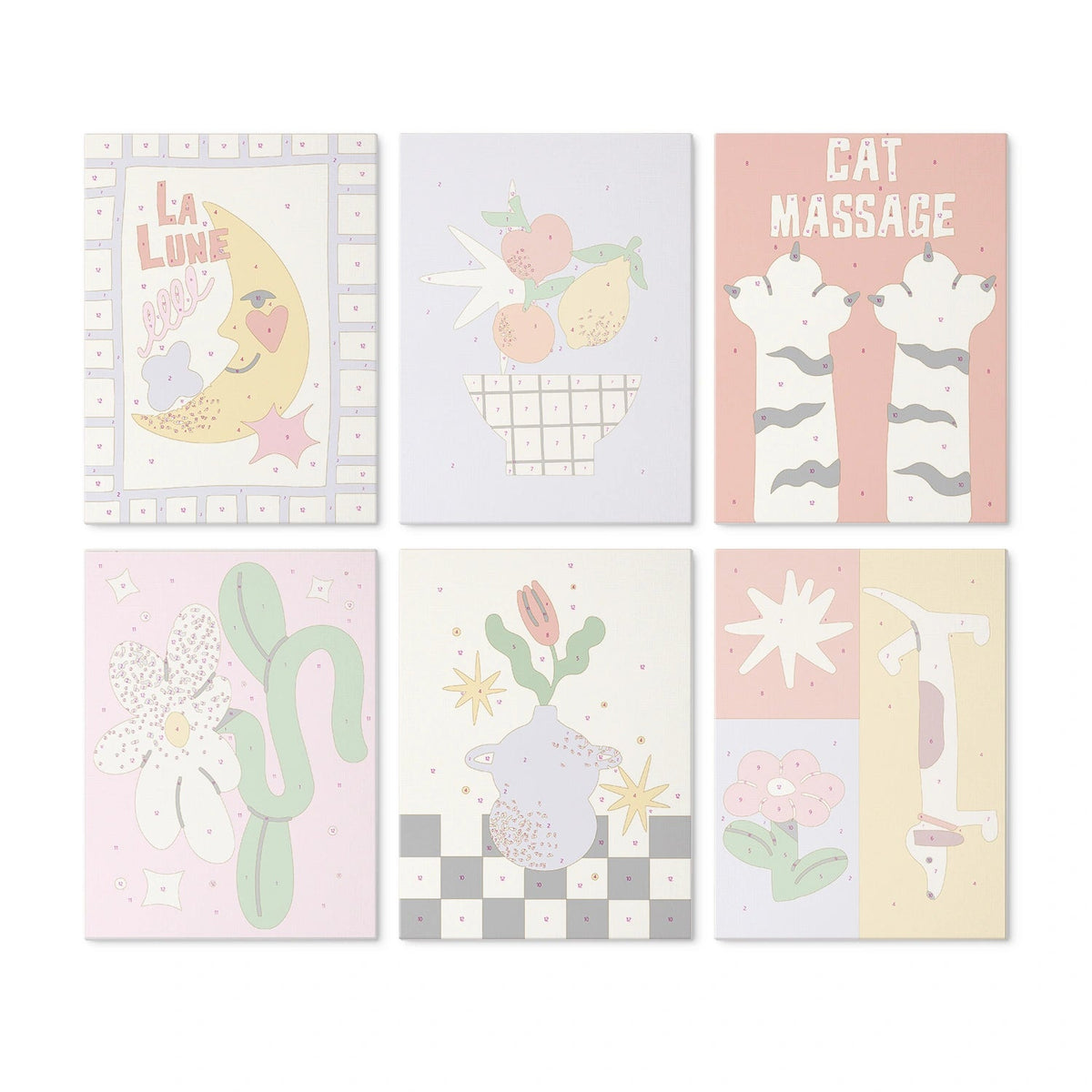 Retro Whimsy - Mini Paint by Numbers (6 Pieces) paint by numbers kit