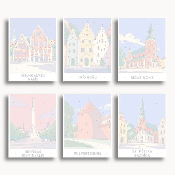 Riga Travel Posters - 6 Mini Kits paint by numbers kit
