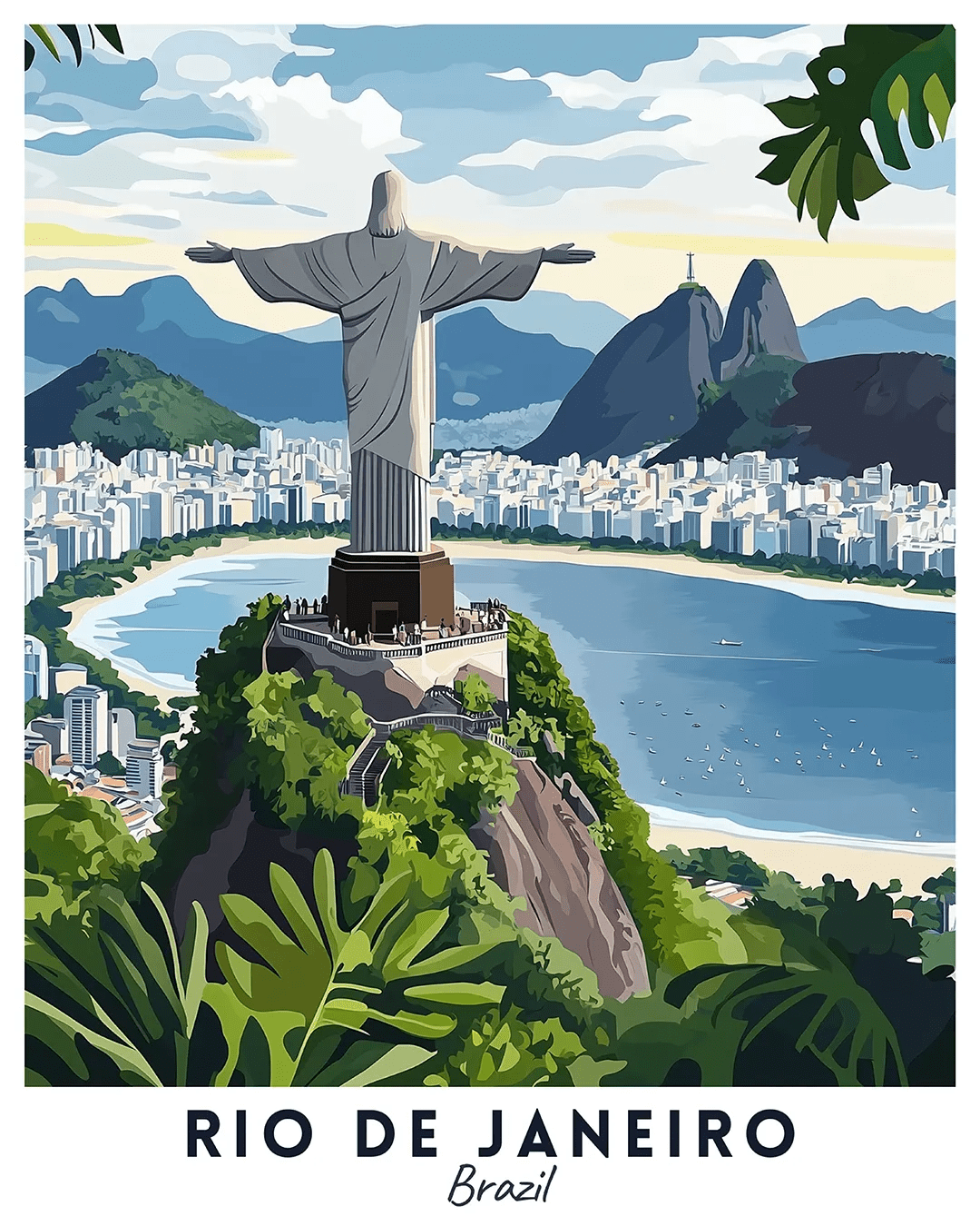 Rio de Janeiro Brazil paint by numbers canvas showing Christ the Redeemer and city coastline