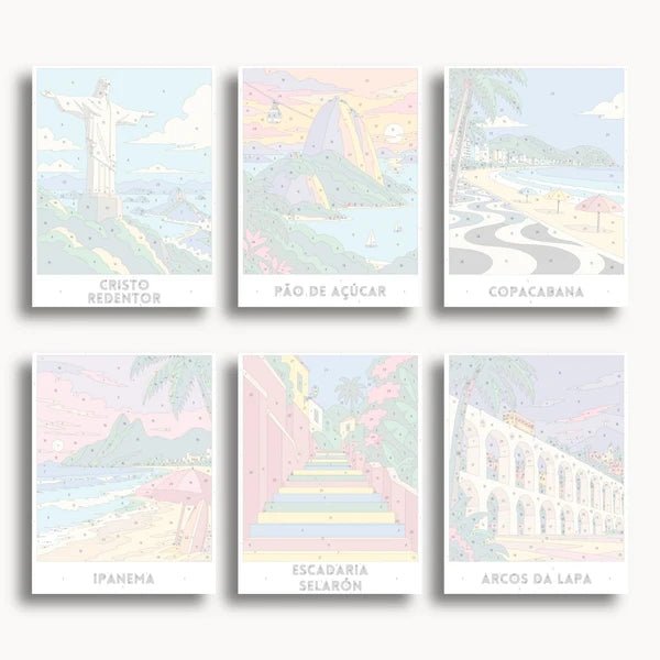Rio de Janeiro Travel Posters - 6 Mini Kits paint by numbers kit