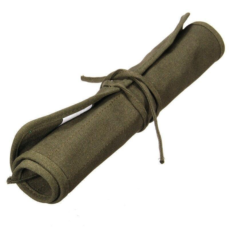 Roll up paint brush bag for paint by numbers kits with multiple stitched brush slots