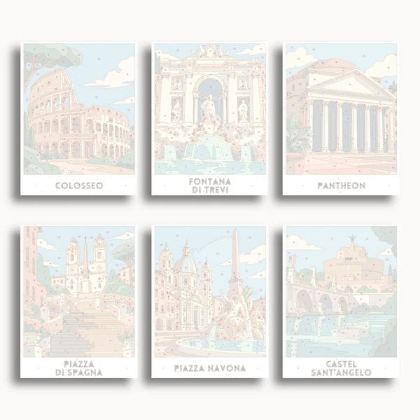 Rome Travel Posters - 6 Mini Kits paint by numbers kit
