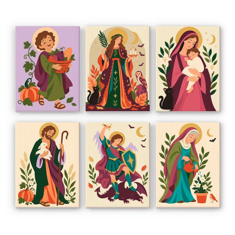 Saintly Harvest - Mini Paint by Numbers (6 Pieces) paint by numbers kit