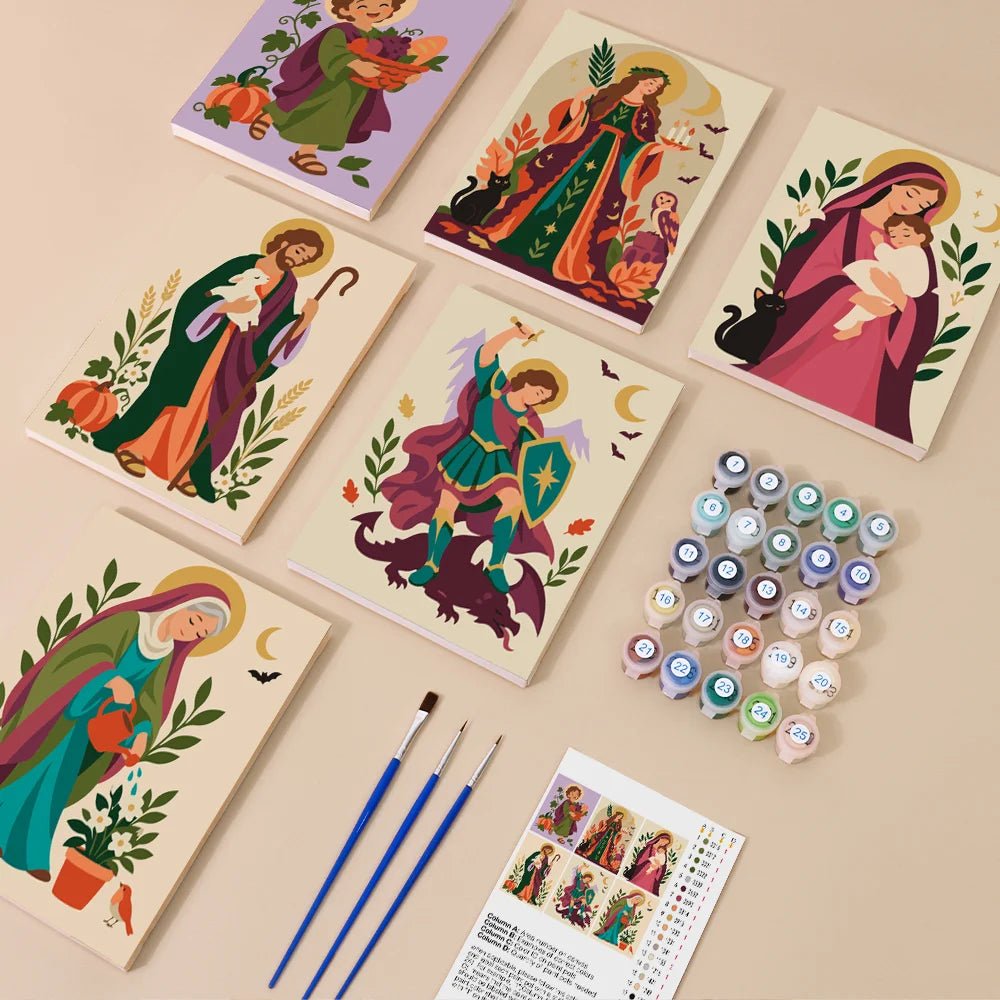Saintly Harvest - Mini Paint by Numbers (6 Pieces) paint by numbers kit
