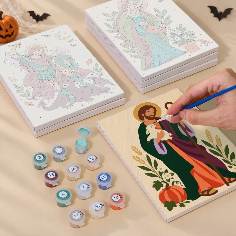 Saintly Harvest - Mini Paint by Numbers (6 Pieces) paint by numbers kit