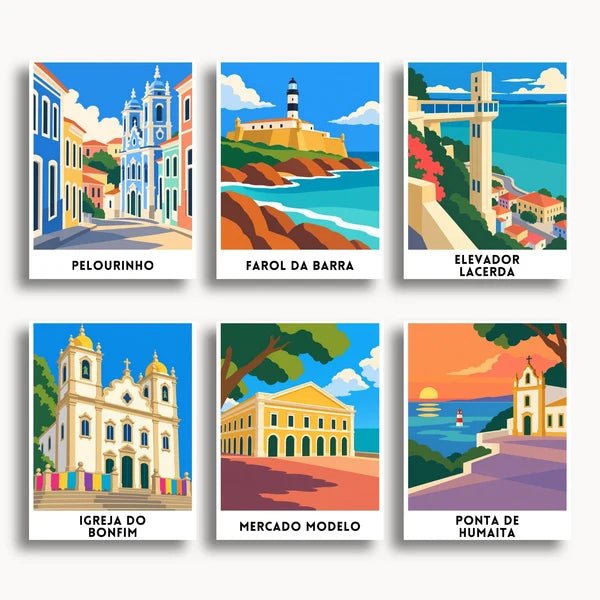 Salvador Travel Posters - 6 Mini Kits paint by numbers kit