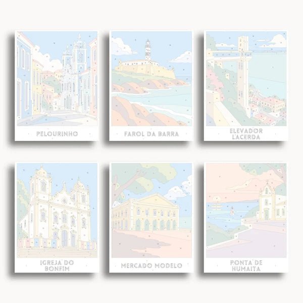 Salvador Travel Posters - 6 Mini Kits paint by numbers kit