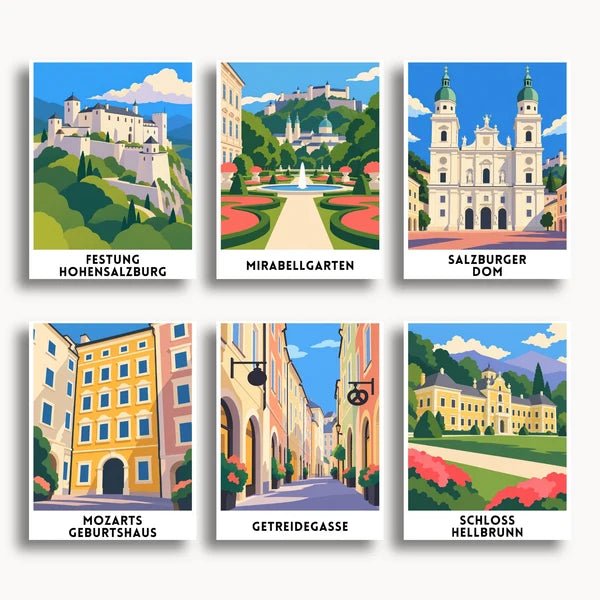 Salzburg Travel Posters - 6 Mini Kits paint by numbers kit