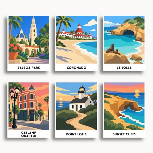 San Diego Travel Posters - 6 Mini Kits paint by numbers kit