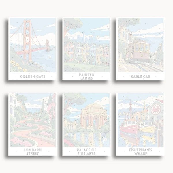 San Francisco Travel Posters - 6 Mini Kits paint by numbers kit
