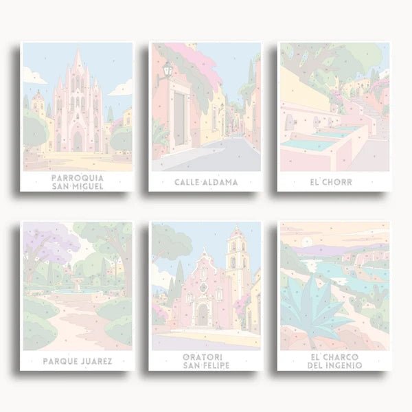 San Miguel de Allende Travel Posters - 6 Mini Kits paint by numbers kit
