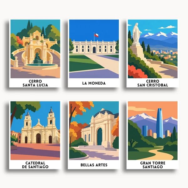 Santiago Travel Posters - 6 Mini Kits paint by numbers kit