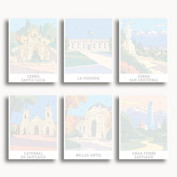 Santiago Travel Posters - 6 Mini Kits paint by numbers kit