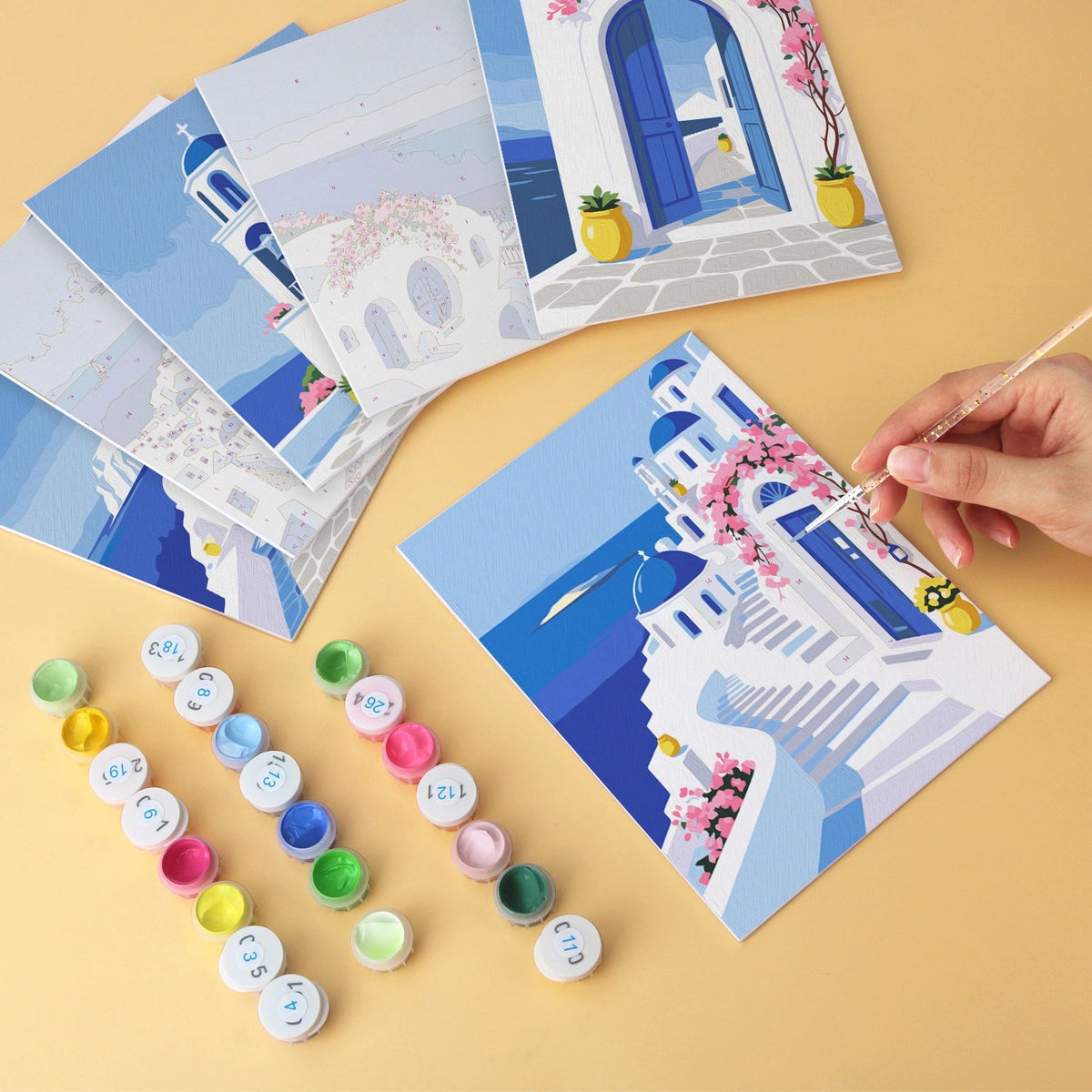 Santorini Blue - Mini Paint by Numbers (6 Pieces) paint by numbers kit