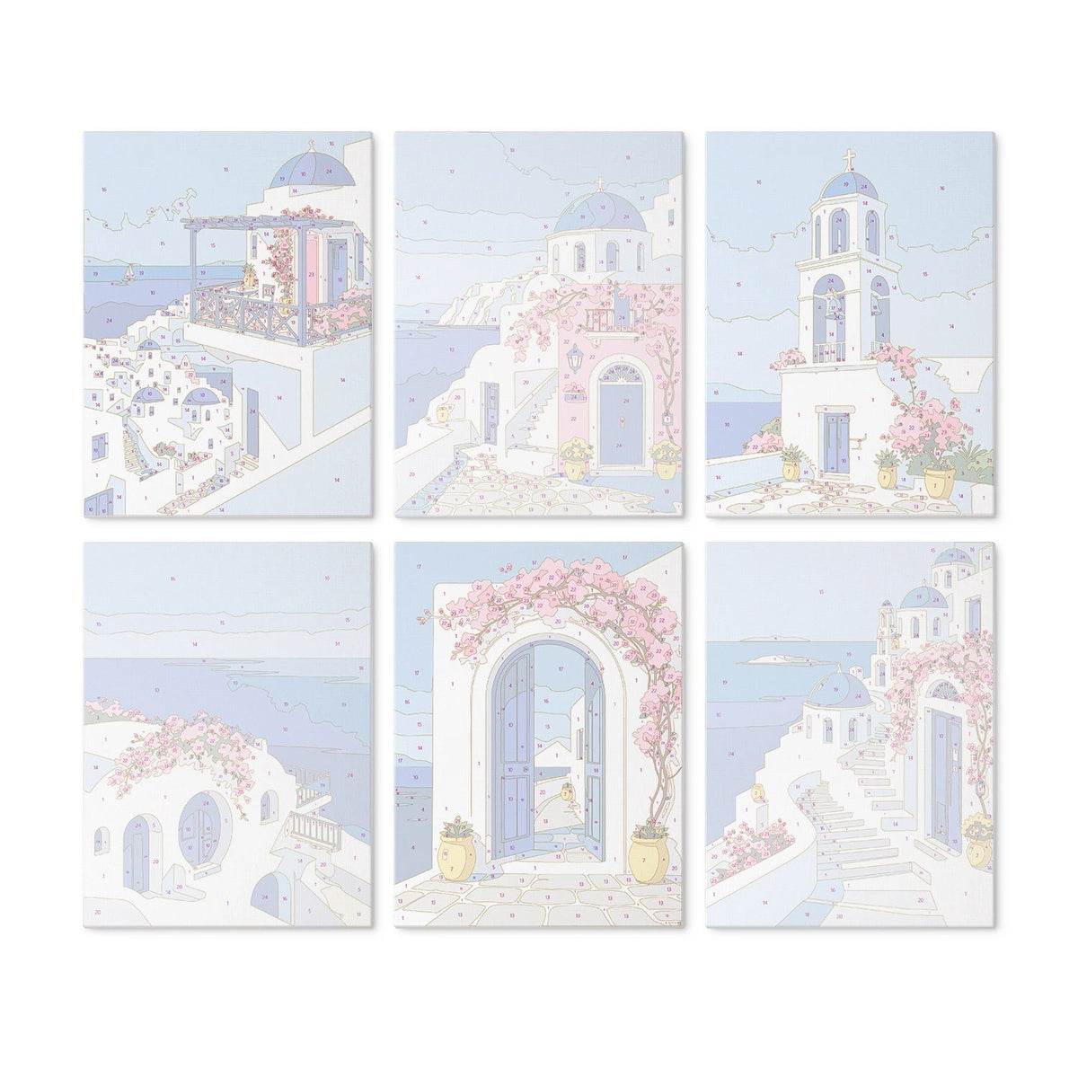Santorini Blue - Mini Paint by Numbers (6 Pieces) paint by numbers kit