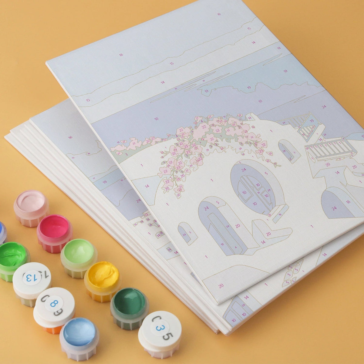 Santorini Blue - Mini Paint by Numbers (6 Pieces) paint by numbers kit
