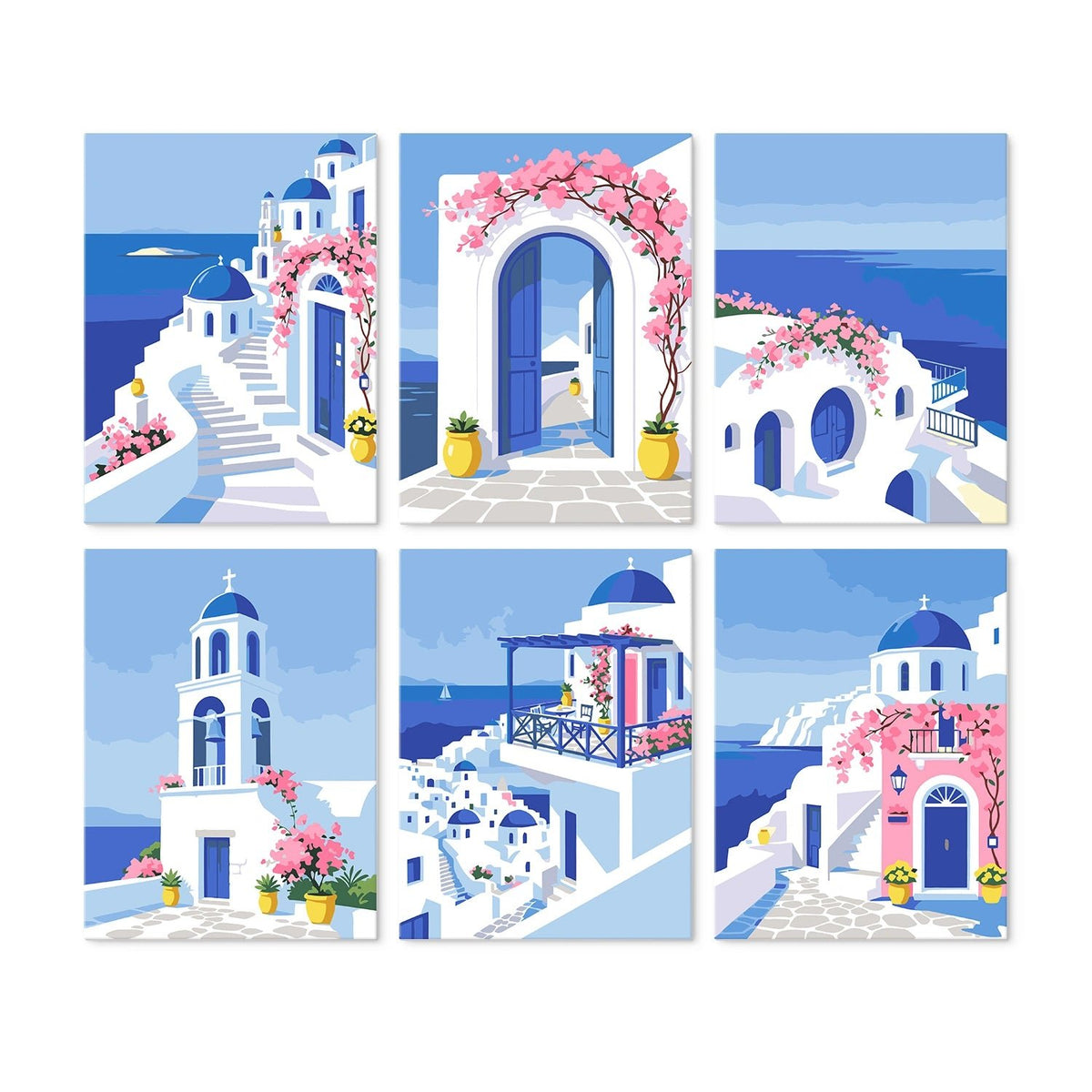 Santorini Blue - Mini Paint by Numbers (6 Pieces) paint by numbers kit