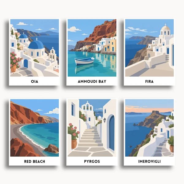 Santorini Travel Posters - 6 Mini Kits paint by numbers kit