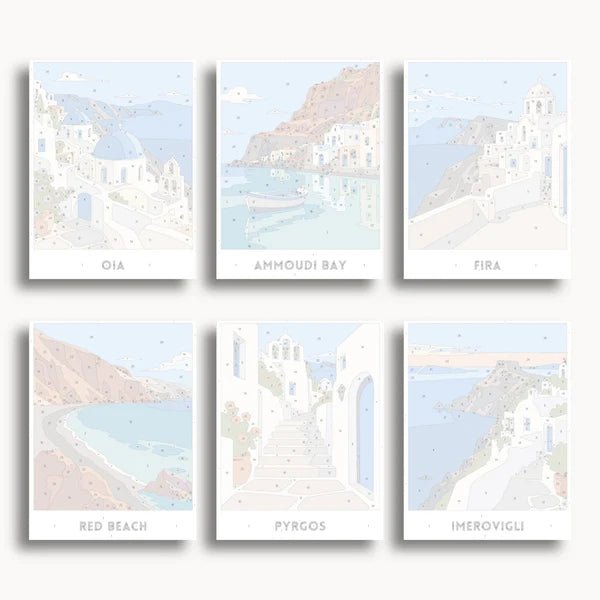 Santorini Travel Posters - 6 Mini Kits paint by numbers kit