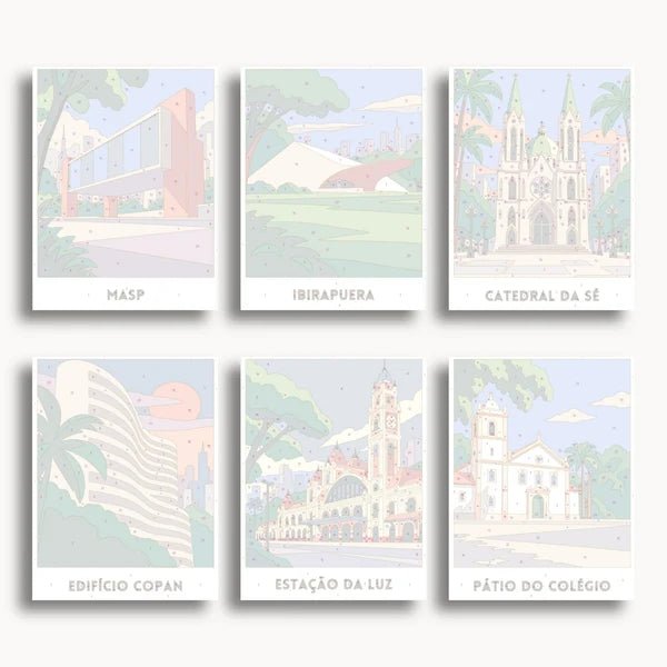São Paulo Travel Posters - 6 Mini Kits paint by numbers kit