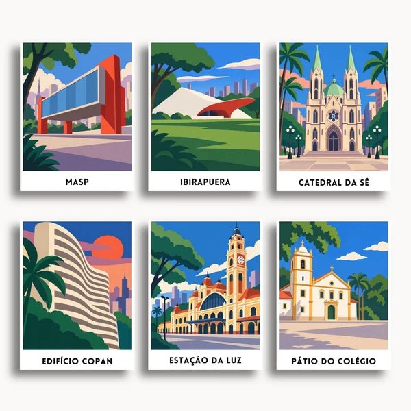 São Paulo Travel Posters - 6 Mini Kits paint by numbers kit