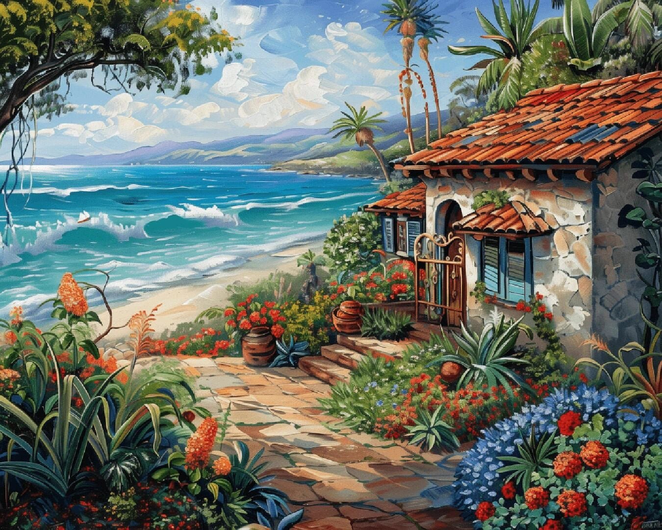 Seaside Garden Retreat paint by numbers kit