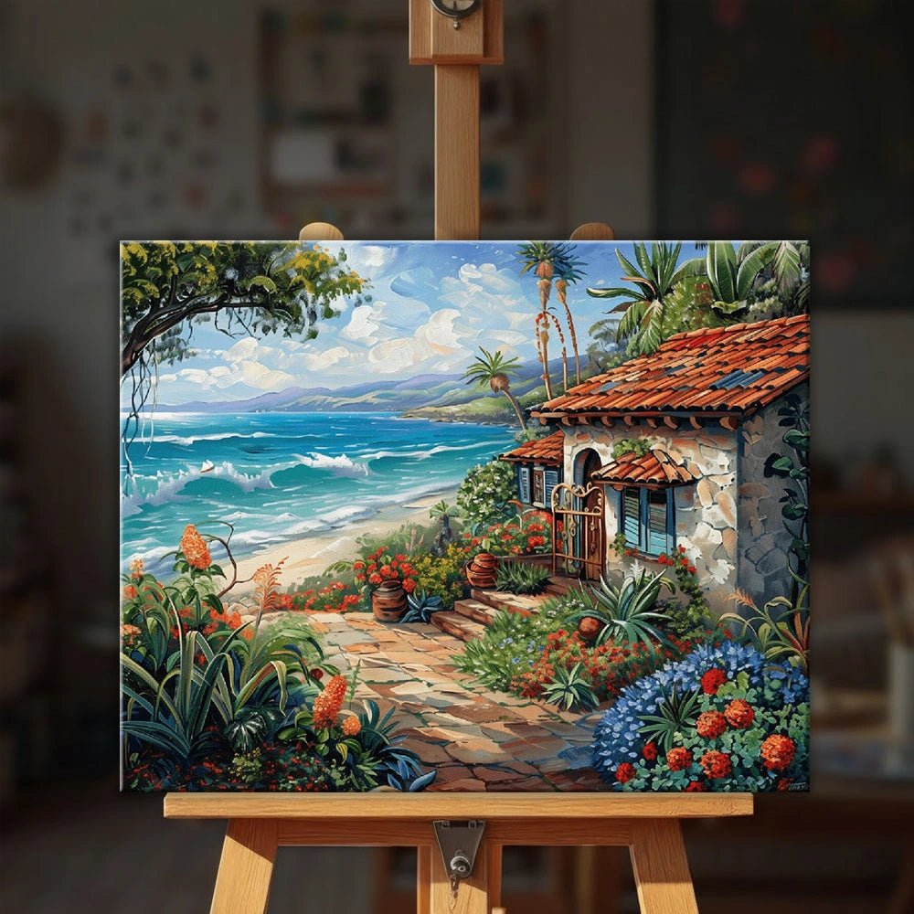 Seaside Garden Retreat paint by numbers kit