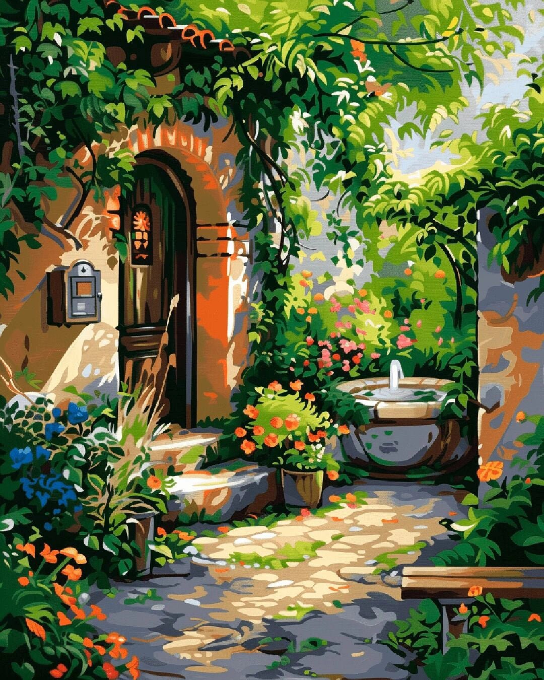 Secret Garden Courtyard paint by numbers kit