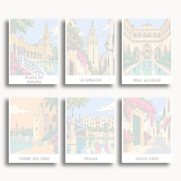 Seville Travel Posters - 6 Mini Kits paint by numbers kit