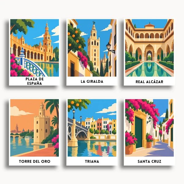 Seville Travel Posters - 6 Mini Kits paint by numbers kit