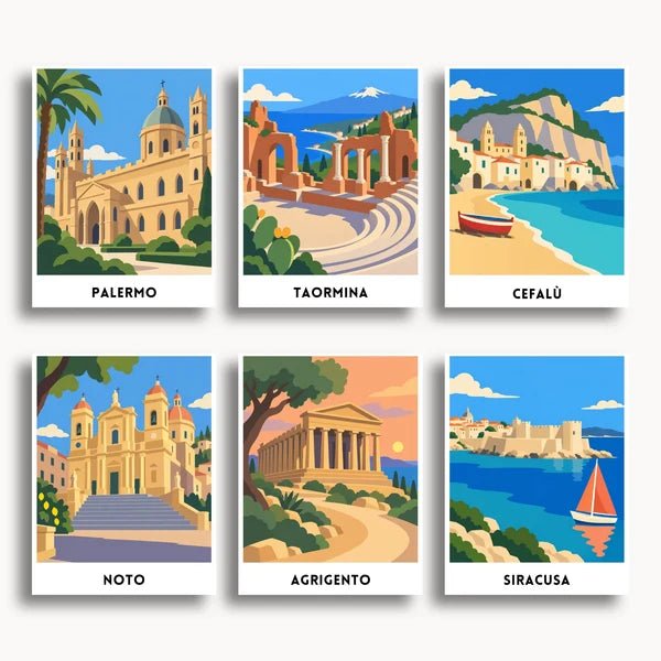 Sicily Travel Posters - 6 Mini Kits paint by numbers kit