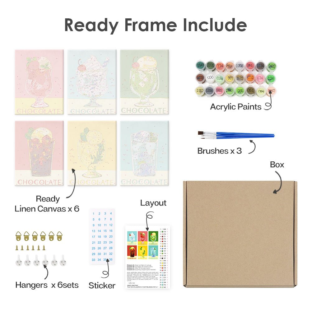Chocolate Treats - Mini Paint by Numbers Kit (6 Pieces) paint by numbers kit