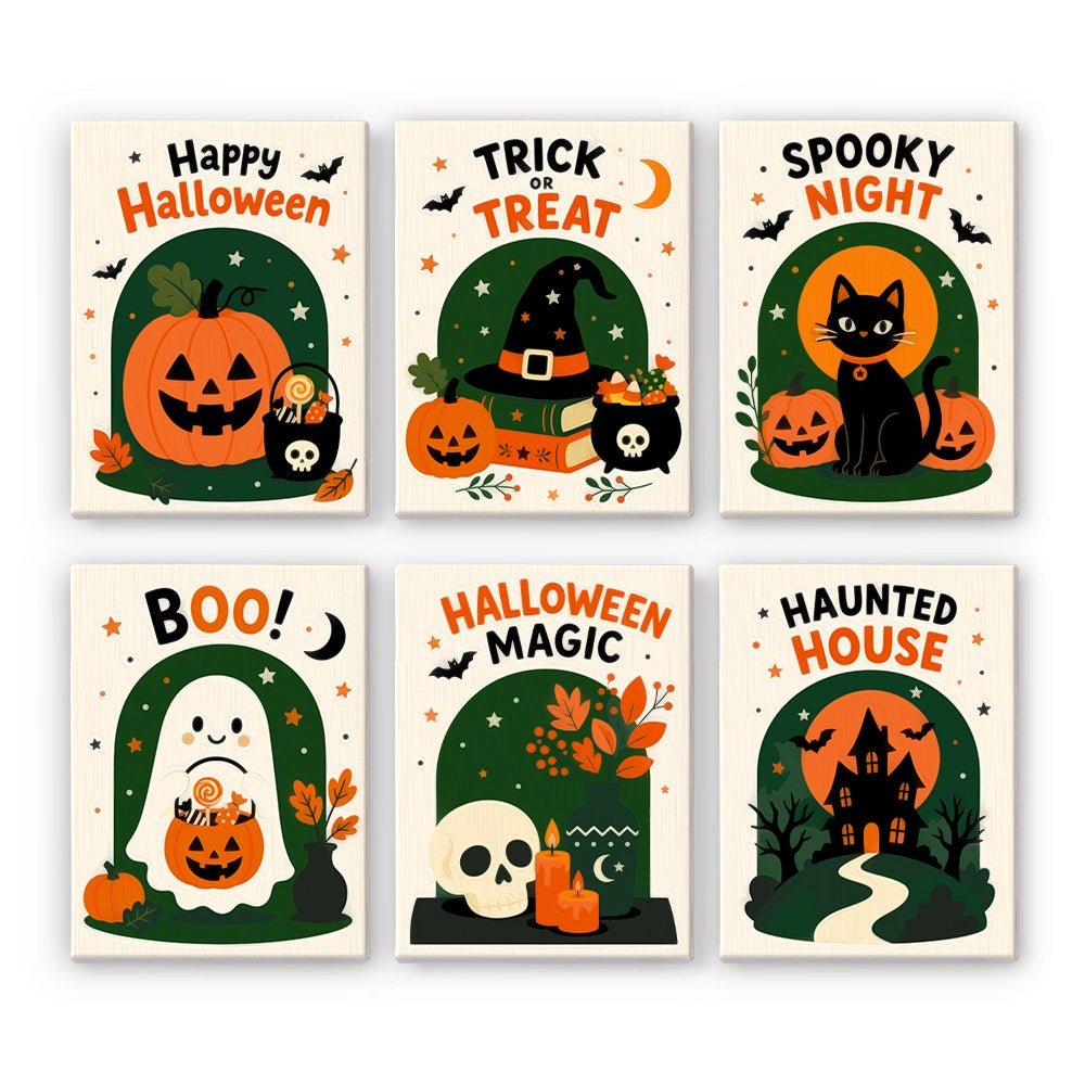 Spooky Greetings - Mini Paint by Numbers (6 Pieces) paint by numbers kit