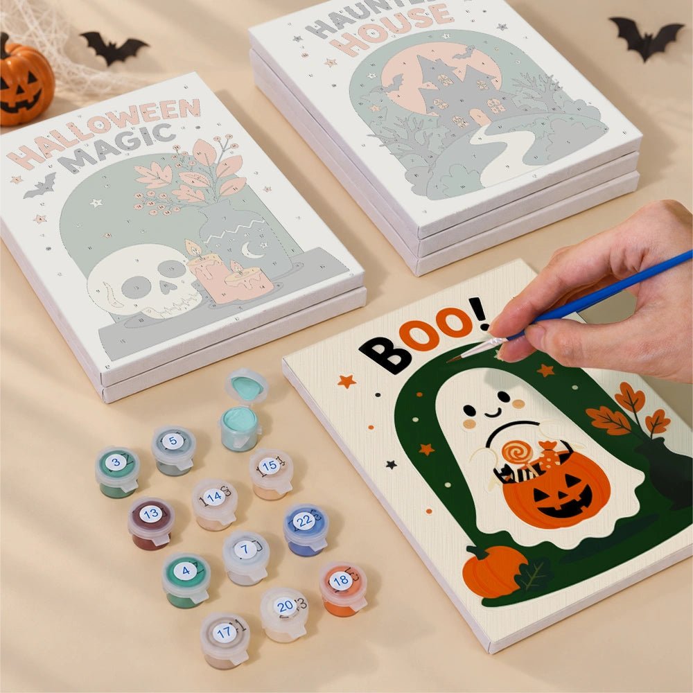Spooky Greetings - Mini Paint by Numbers (6 Pieces) paint by numbers kit