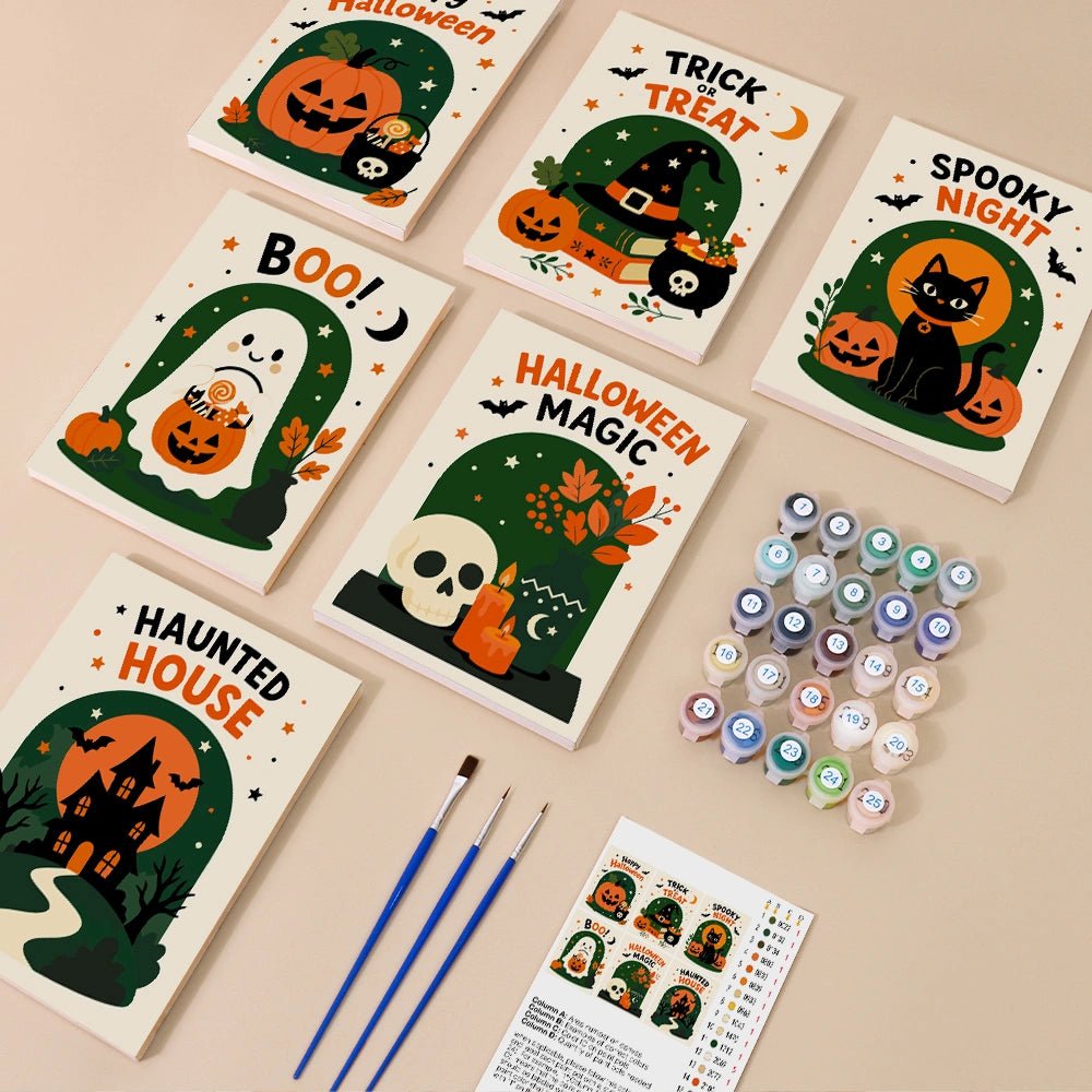 Spooky Greetings - Mini Paint by Numbers (6 Pieces) paint by numbers kit