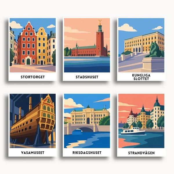Stockholm Travel Posters - 6 Mini Kits paint by numbers kit