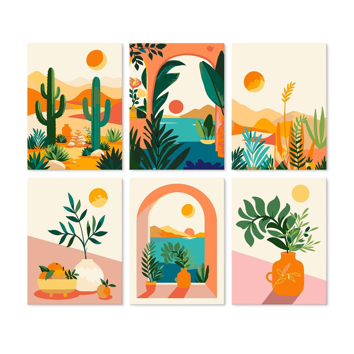 Sunlit Oasis - Mini Paint by Numbers (6 Pieces) paint by numbers kit