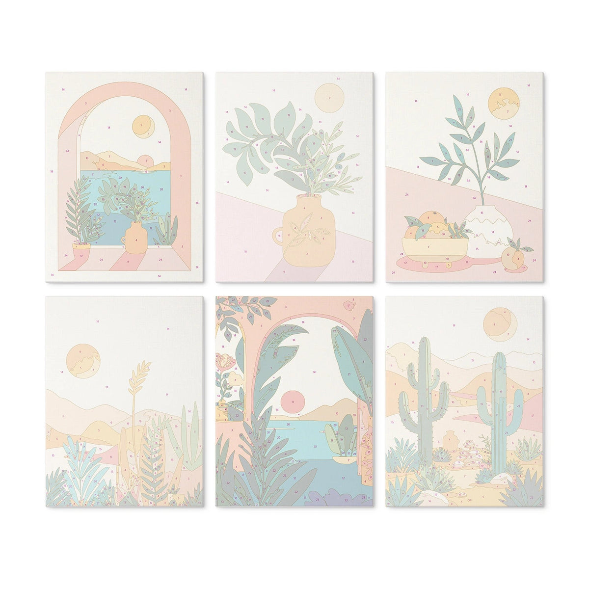 Sunlit Oasis - Mini Paint by Numbers (6 Pieces) paint by numbers kit