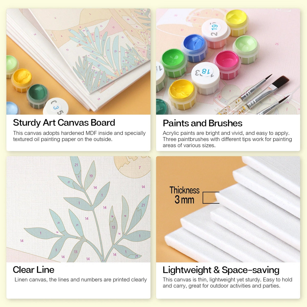 Sunlit Oasis - Mini Paint by Numbers (6 Pieces) paint by numbers kit