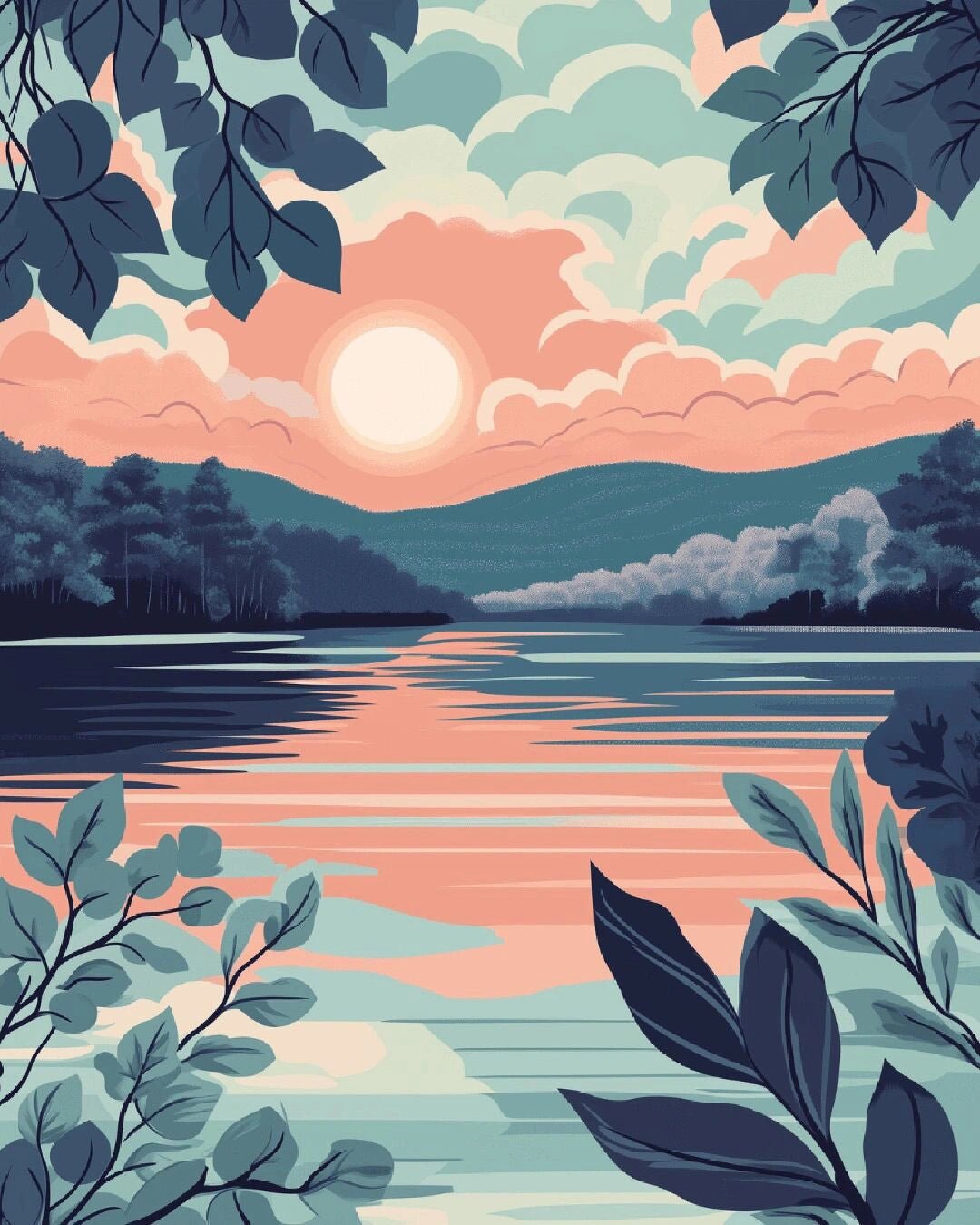 Sunset Lake Calm paint by numbers kit