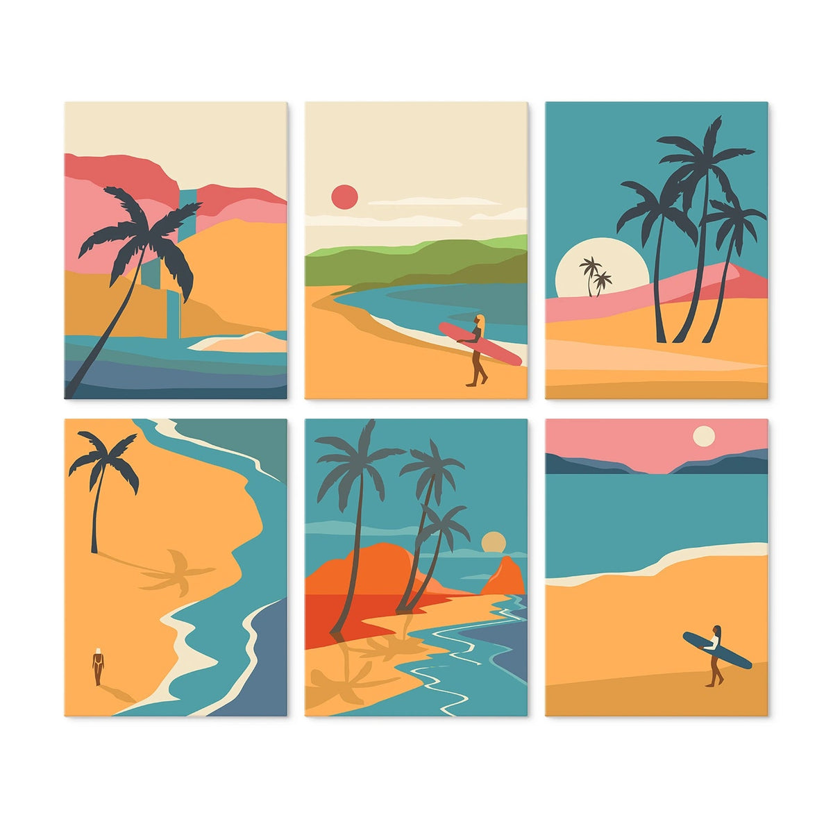 Surfside Sunset - Mini Paint by Numbers (6 Pieces) paint by numbers kit